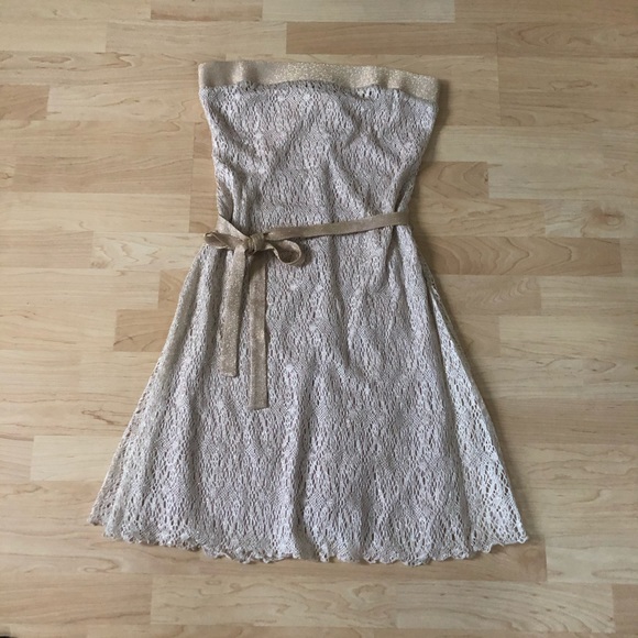 Breakin Loose Dresses & Skirts - NEW Champagne Gold Strapless Lace Dress